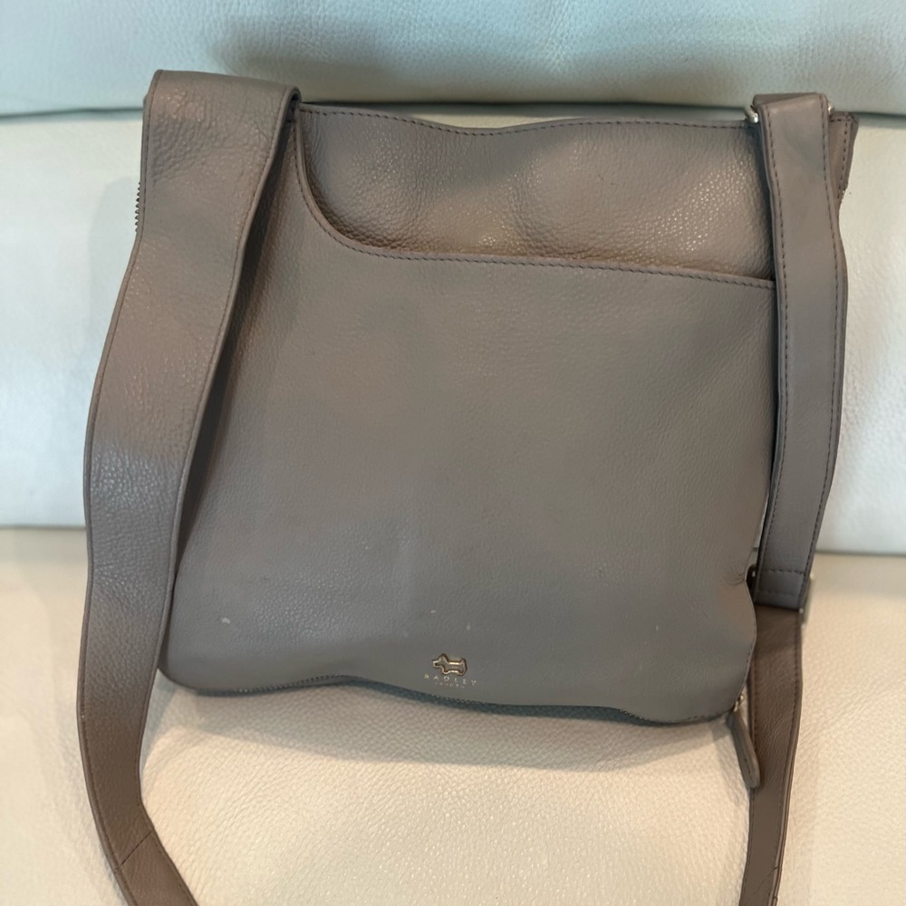 RADLEY LONDON BIEGE GRAY LEATHER TOTE SHOULDER BAG HANDBAG PURSE